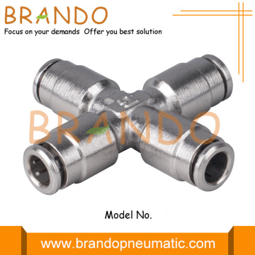 Union Cross Push In Brass Pneumatic Hose Fitting