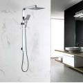 Exposed Square Shower Fixture With Hand Spray Chrome