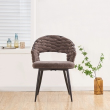 Handwoven Artisanal Fabric Chair with Black Metal Legs