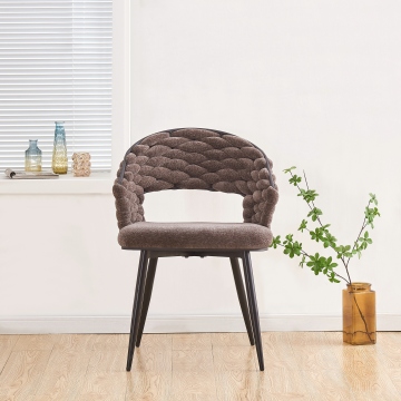 Handwoven Artisanal Fabric Chair with Black Metal Legs