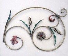 Wrought iron components scroll with flower leaf decoration