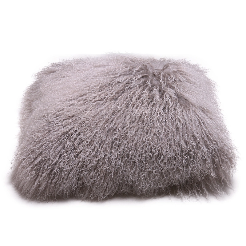 Customized Gray Fur Long Hair Baby Throw Pillow Cover Case with Zipper