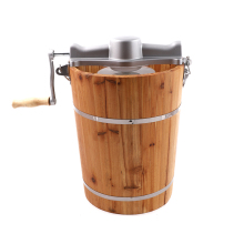 6 Qt Manual Wooden Bucket Ice Cream Maker: A No-Electricity, Portable, Homemade Solution for Soft, Healthy Ice Cream