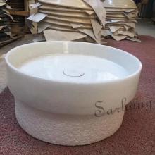 White marble basin marble sink pedestal basin onyx sink Crystal White stone