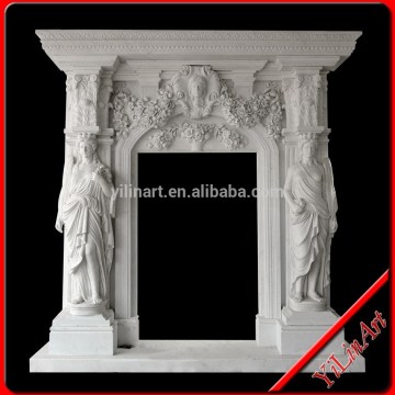 White Color Stone Door Surround, Doorway Marble Door Surround With Statue