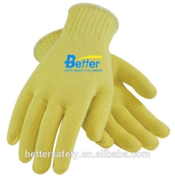 10 Guange Knitted Yellow Aramid Fibre Glove Cut Resistant Safety Glove