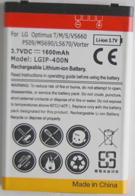 Standard LG LGIP-400N Battery for LG Optimus T M S VS660 P509 MS690 LS670 Vorter