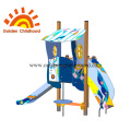 Playhouse Dengan Slide Peralatan Playground Luar Ruangan Untuk Anak-Anak