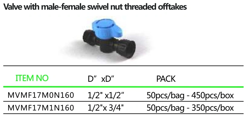 Agriculture /Garden Irrigation Barbed off- Take-Male Threaded Valve for Drip Tape Irrigation