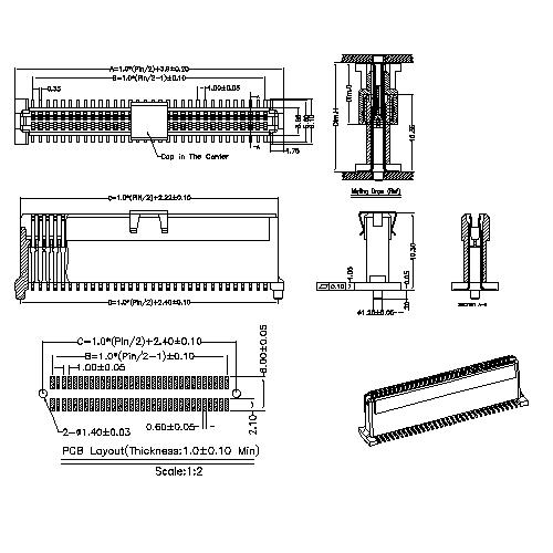 1.0mm Board to Board connector,Female, mating Height=12.65~14.65mm