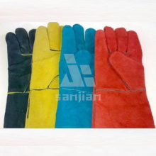 Color doble plam cuero guante de seguridad de soldadura con guante de trabajo CE