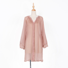 Real Silk Long Sleeve Transparent Mini Dress