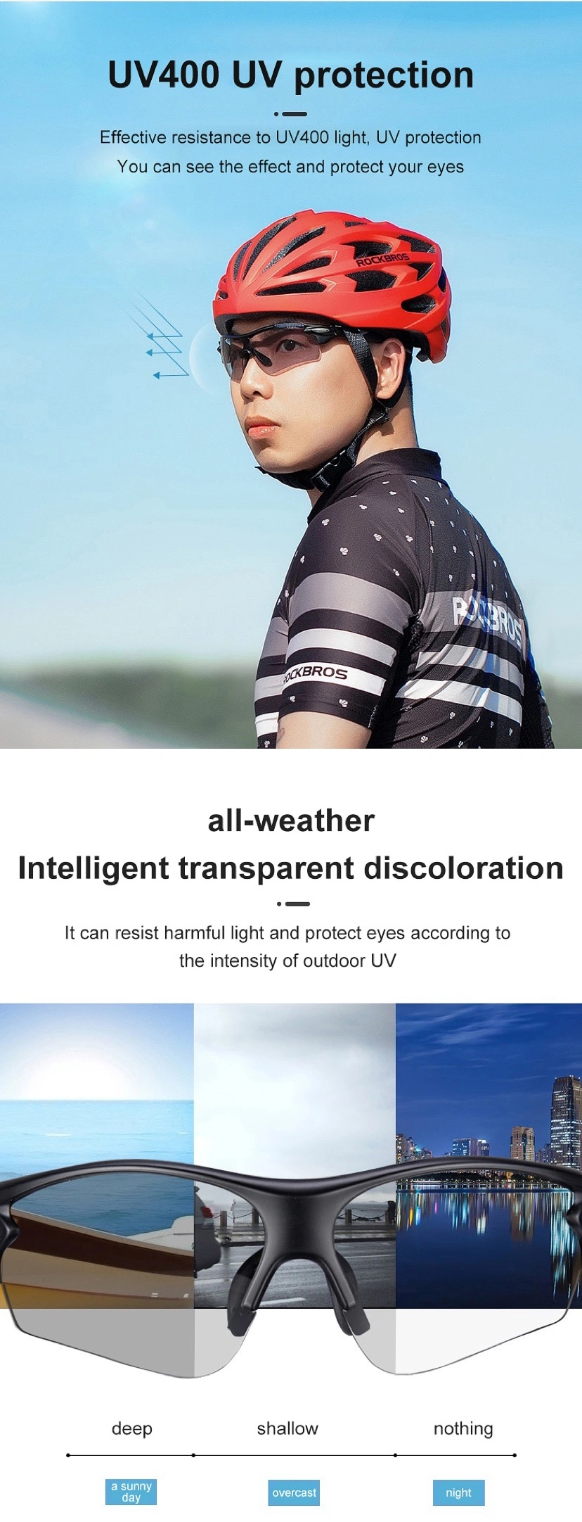 Polarized Discoloration Windproof Myopia Cycling Glasses Running Driving Bicycle Sports Sunglasses