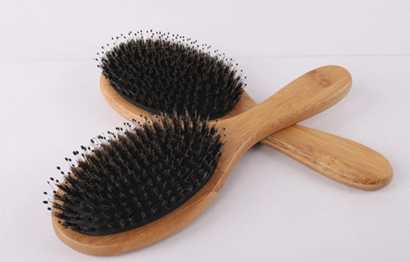 Wholesale Wooden Boar Bristle Bamboo Oval Paddle Brush