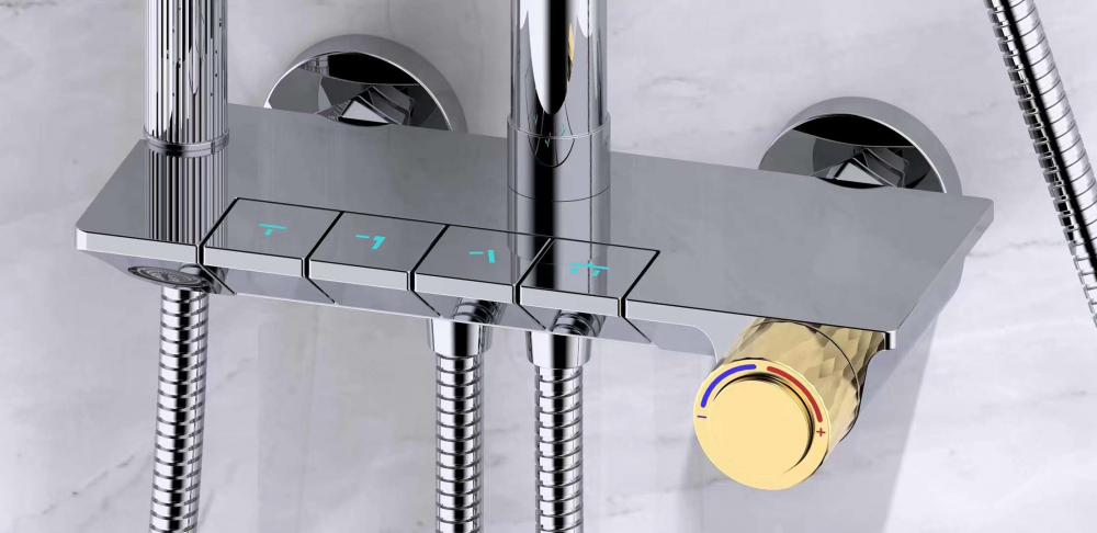 2020新モデルクロームメッキ/ブラックスクエアバスタブ蛇口シャワーミキサーセット