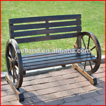 Outdoor Wooden Bench Rustic Wagon Wheel Chair