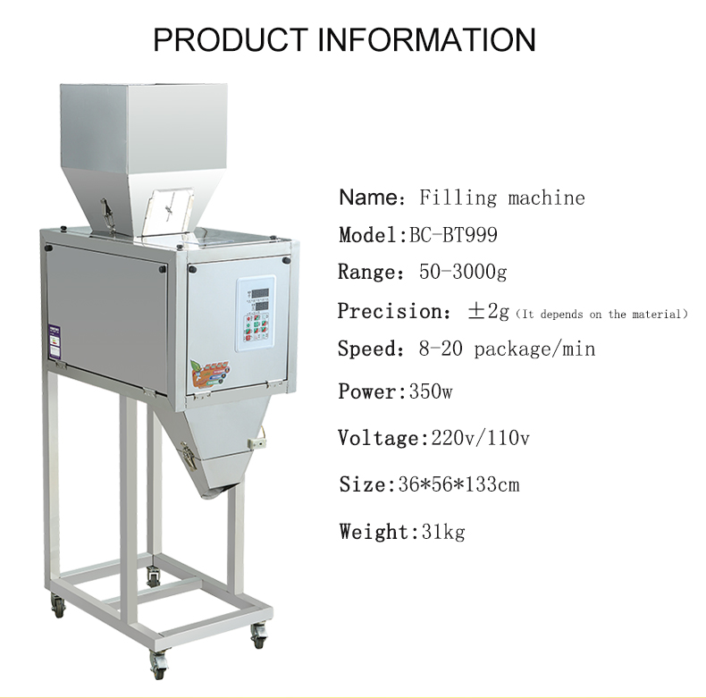 Particle powder packaging machine Vertical packager Semi Automatic Granule/Rice/Coffee/Corn/Bean Weighing Filling Machine