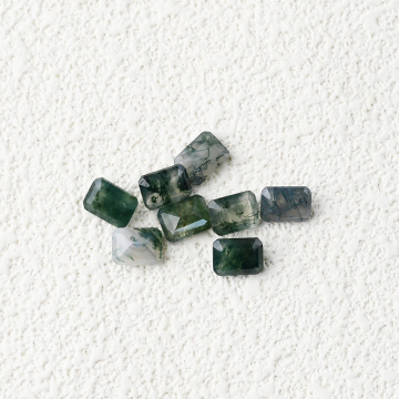Natural Green Moss Agate Faceted Octagon Cut Gemstones