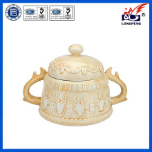 Creative Cookie Jars with Cover,Ceramic Cookie Jar with lid,White Biscuit Jar,Vintage Cream Large Biscuit Tin