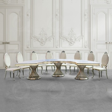 Luxury Gold Mirror Wedding Table with LED Lighting