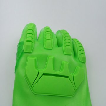 Guantes recubiertos de PVC verde fluorescente con TPR