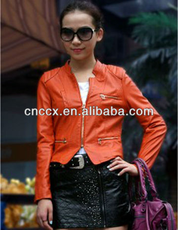 14PJ1214 Leather women pu motorbike jacketes