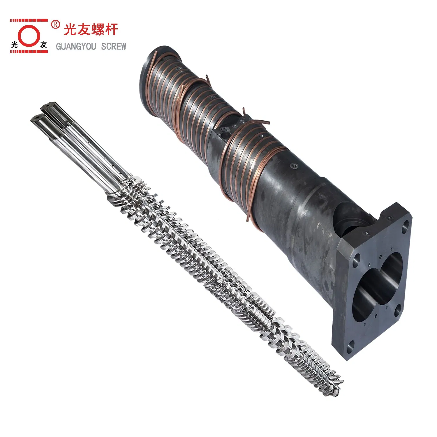 Long-life tungsten-carbide-coated screw at bariles na bahagi