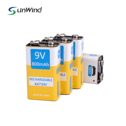 Batteries rechargeables Li-ion USB 9v 800 mah