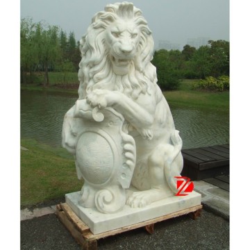 marble guardian lion sculpture