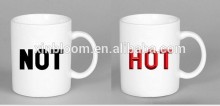 HOT into NOT colour changing ceramic mug,promotiona lgift cup