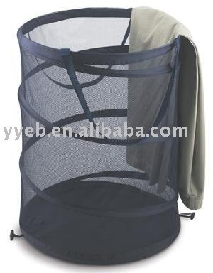 Home Use Black Wire Mesh Folding Laundry Hamper