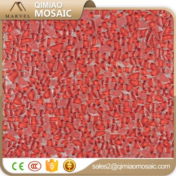 Red Irregular Glass Frosted Pieces Glass Mosaic Tile Artwork Wall