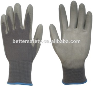 Cheap Gray Polyester Liner Gray PU Wholesale Work Gloves Discount