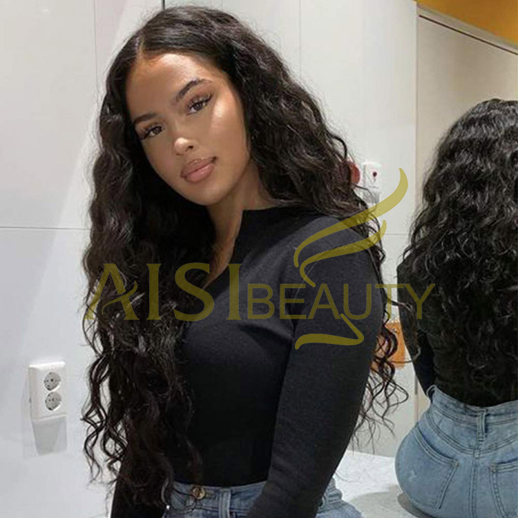 Aisi Beauty Wholesale Vendor 13x4 Long Wavy Natural Black Wig Afro Kinky Curly Synthetic Hair For Black Women Lace Front Wig