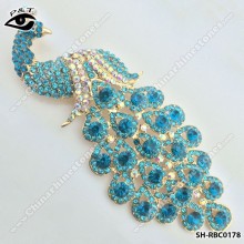Peacock blue Rhinestone brooch pins blue zircon color brooches for garment