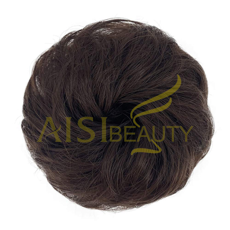 Aisi Beauty Top Quality Wholesale Multi Color Synthetic Curly Messy Donut Chignon Bun Elastic Rope Rubber Band Hair Extension
