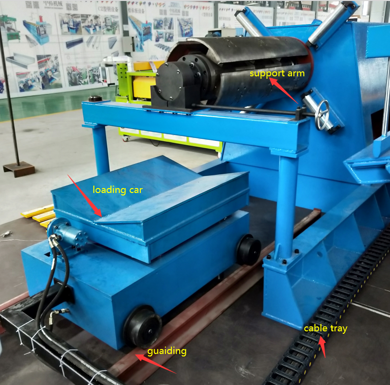 Automatic High Specification Hydraulic Decoiler With Loading Car And Guiding for different coil