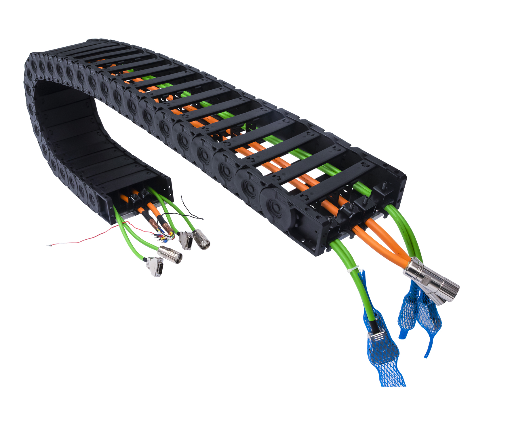 Heavy duty plastic drag chain with cross bars