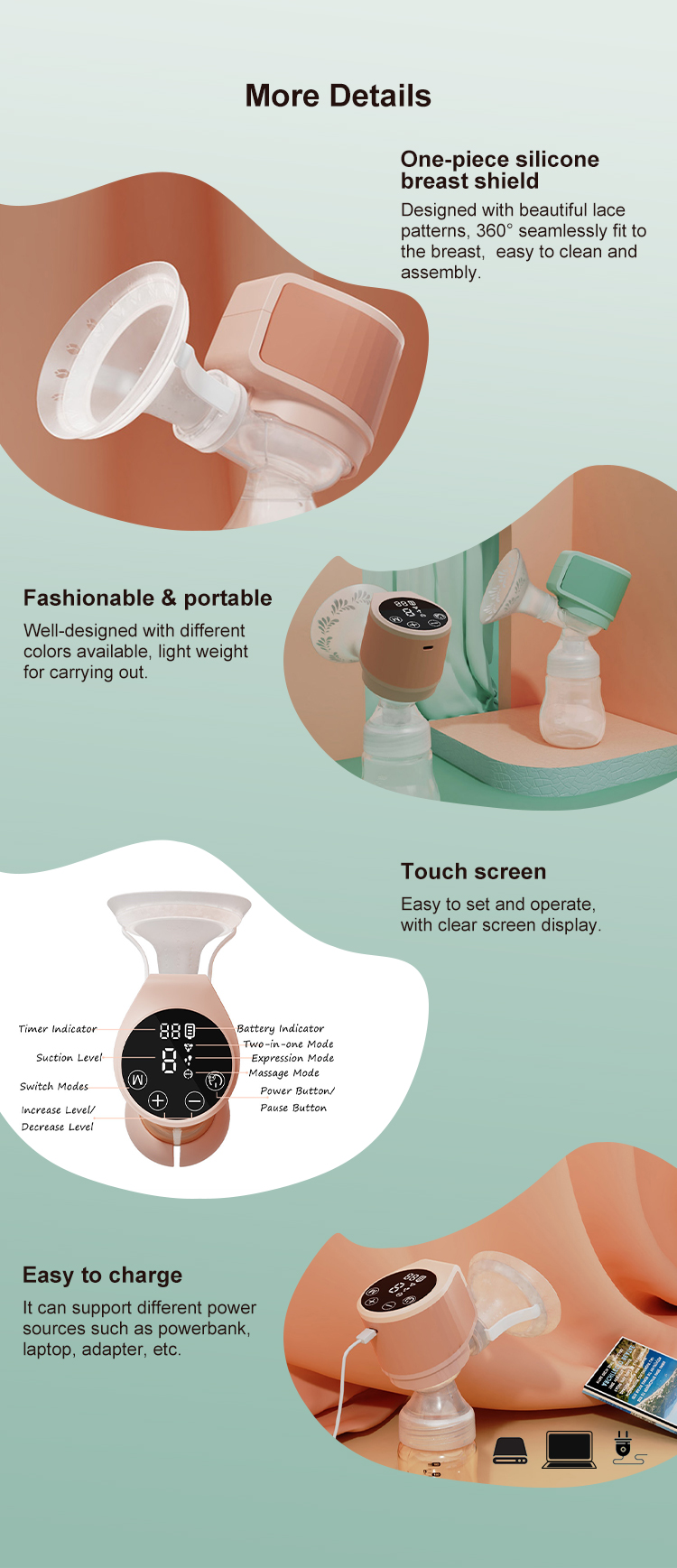 Electric Rechargeable Portable Breast Pumps Hands-free