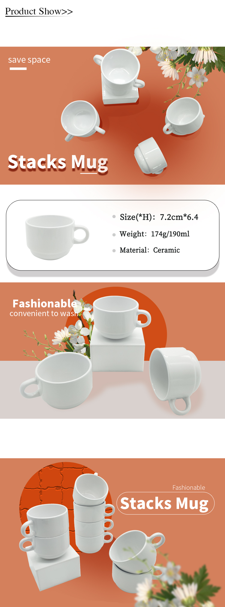 Cheap price stacked sublimation ceramic Wholesale hot selling mug