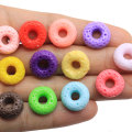 Color mezclado lindo Mini Donut postre en forma de cabujón de resina artículos de bricolaje para collar pulsera llavero decoración encantos