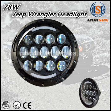 Cheap Offroad led headlight,7" round headlight,78w jeep headlight with DRL