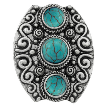 Women's Fashion 3PCS Round beads Zircon Synthetic Turquoise Ring