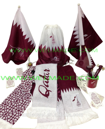 Qatar National day gifts , promotional corperate giveaway gift items , Qatar flag , Qatar scarf