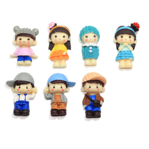 Assorted of Kawaii Cartoon Boy Girl Resin Cabchon Flat Back Figure Ornament For Key Chain Making Children Girls Jewelry Accessor