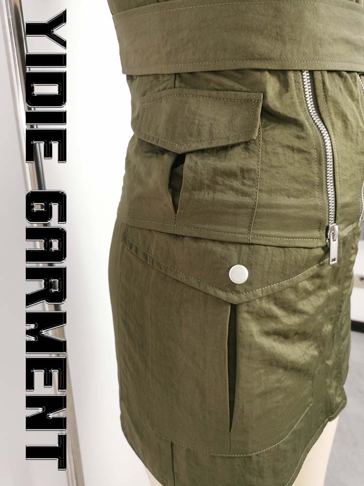 Womens Waterproof Green Aviator Mini Skirts