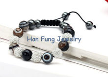 Onyx Balls with Clear Fimo Balls Shamballa Bead Bracelets Jewellery Wholesale NP10058-001