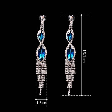 Gotas de agua Crystal Long cuelga aretes de boda