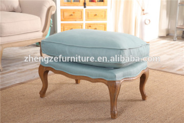 country style wooden frame Baroque upholstered ottoman