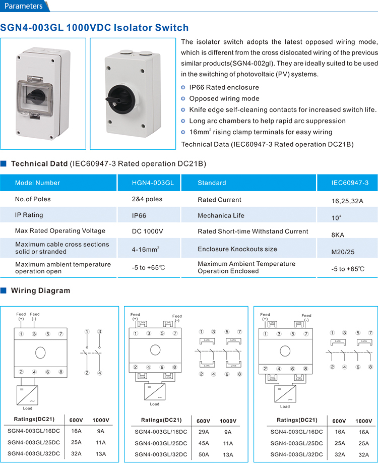 SAIP/SAIPWELL Hot Sale IP66 DC1000V Solar Dual Battery Isolator